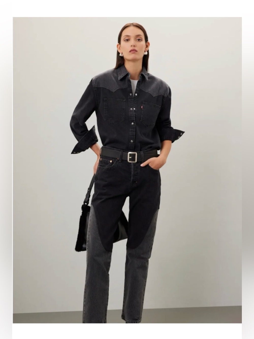 Levi's 501 Original Chaps Two-Tone Black & Charcoal Straight-Leg Jeans